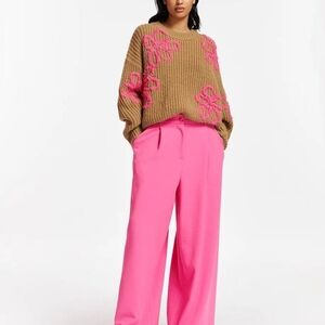 NWT Eschew Embroidered Pullover in Brown Womens Size L